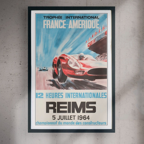 Cuadro 60x40 Automovilismo - Carrera Reims - Poster Vintage