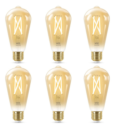 Lampara Led Wiz Filamento Edison St64 7w Blanco Regulable X6