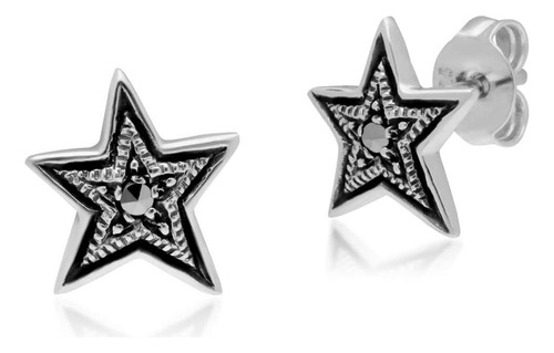 Aretes De Estrella De Marcasita De Plata De Ley 925 De