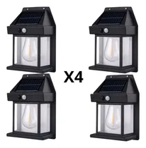 Comprar Foco Aplique Led Solar Luz Calida Sensor Exterior Set X4