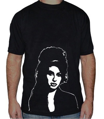 Amy Winehouse Remera Estampada Con Vinilo Inalterable