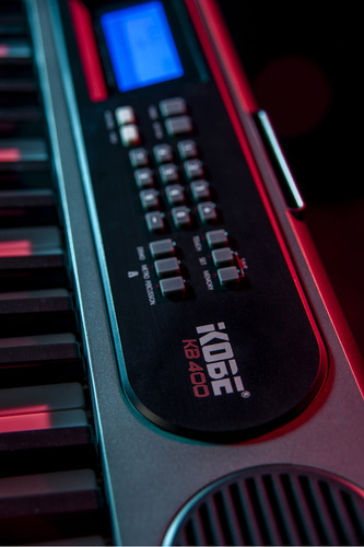 Kit Teclado Musical Kobe Kb-400 61 Teclas Sensíveis Completo Cor Cinza