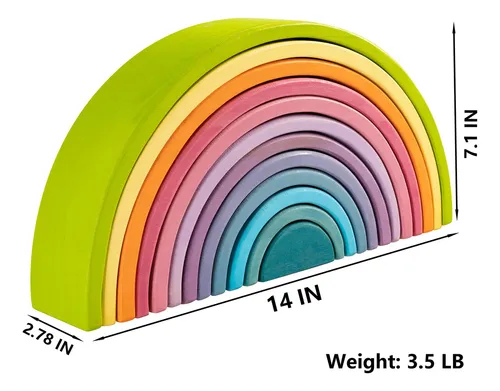 Merryheart Juguete Apilable De Madera Arco Iris, 12 Piezas .