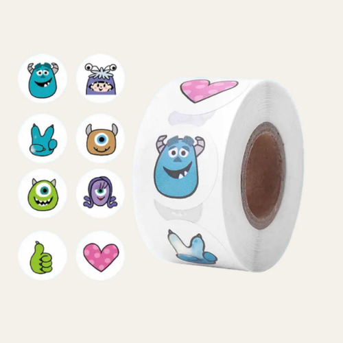 100 Stickers En Rollo Monsters Inc