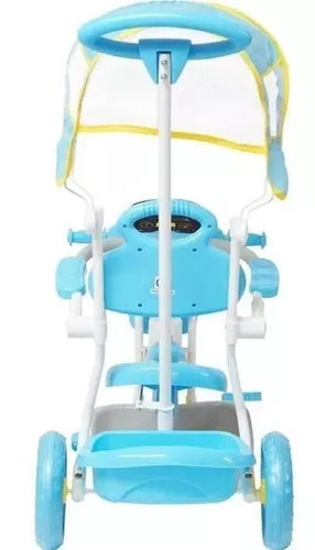 Triciclo Infantil Passeio Empurrador 2 Em 1 Importway BW003AZ Motoca Azul