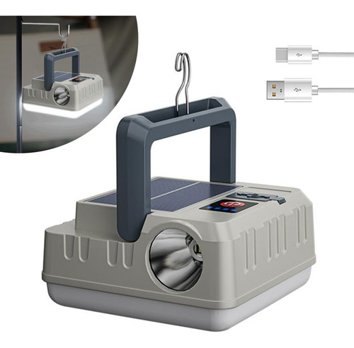 Lampara Solar De Camping Led Recargable Con Gancho Usb