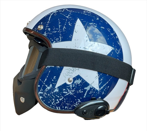 Casco Open Face Con Visor Moto Vespa Harley Royal Cafe Racer