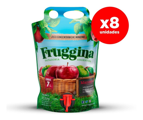 Jugo Concentrado De Manzana Fruggina. Pack 8 X 1 Lt