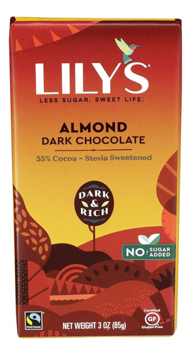 Lily's Almond Dark Chocolate Style Bar 85 G