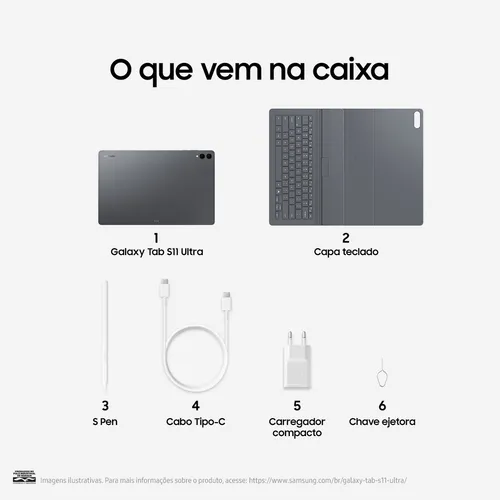 Tablet Samsung Galaxy Tab S11 Ultra Wifi, 512gb, 12gb Ram, Galaxy Ai, S Pen, Capa Teclado, Tela Imersiva De 14,6  120hz, Hdr10+, Camera 13mp, Ip68, Android 16 Cinza