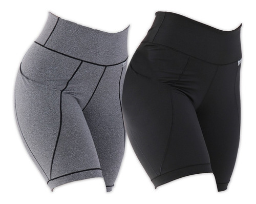 Imagem 1 de 7 de Kit 2 Bermudas Fitness Bolso Play Suplex Grosso Academia