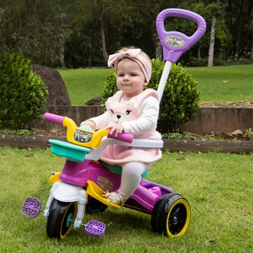 Triciclo Velotrol Infantil Bebe Motoca - Rosa + Empurrador