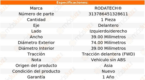 Balero Delantero Izq/der Optra 2.0l 4 Cil Fwd 06/10