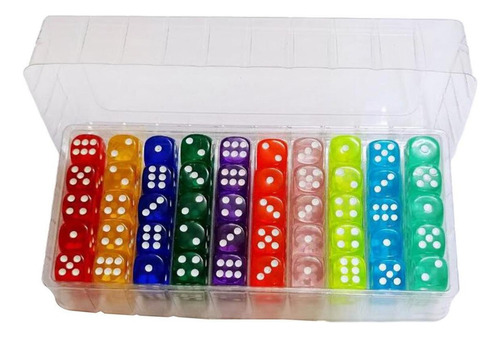 . 100 Piezas De Dados De 6 Lados, Colores TranslĂșcidos Para