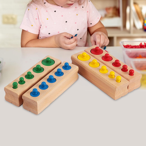 4 Piezas De Cilindros Con Pomos Montessori, Bloques, Enchufe