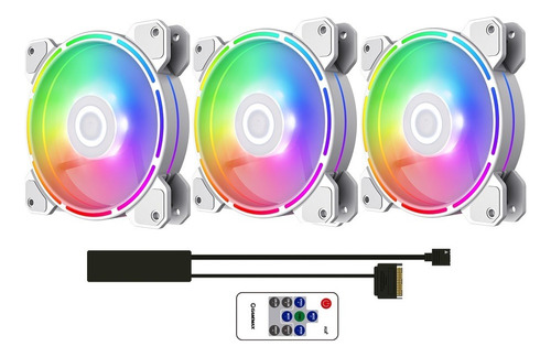 Kit 3 Fan Argb Fn-12rainbow-d Wt + Controladora Gamemax