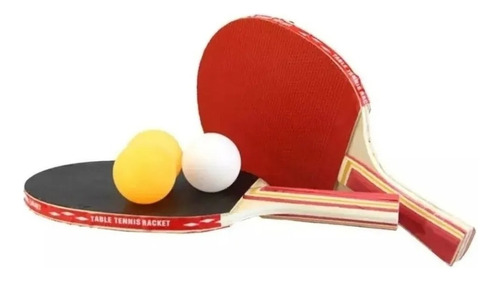 Set Par Paleta Raqueta Ping Pong + 3 Pelotas + Estuche #1