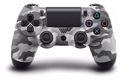 Controle Sem Fio Joystick Manete Compatível Com Console E Pc Cor Camuflado Cinza Ps4