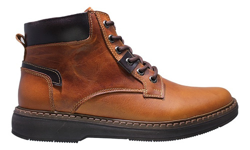 Bota En Cuero De Amarrar Y Cremallera Lateral Para Hombre