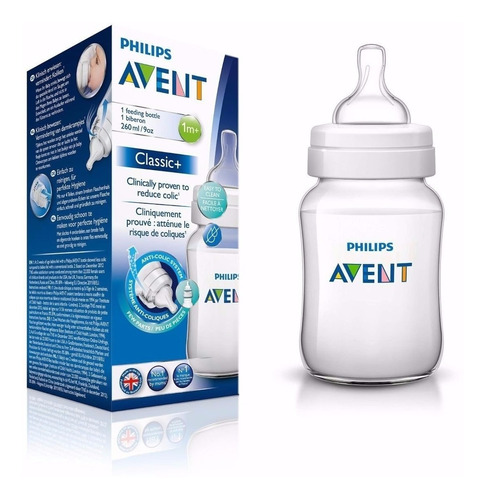 Mamadera Classic+ Avent X260ml - Flujo Lento +1m Scf813/19