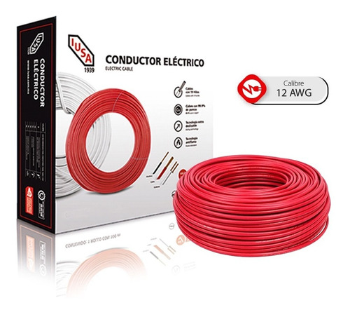 Imagen 1 de 7 de Caja 100 Mts Cable Iusa Negro Thw Cal 12 Awg 100%cobre