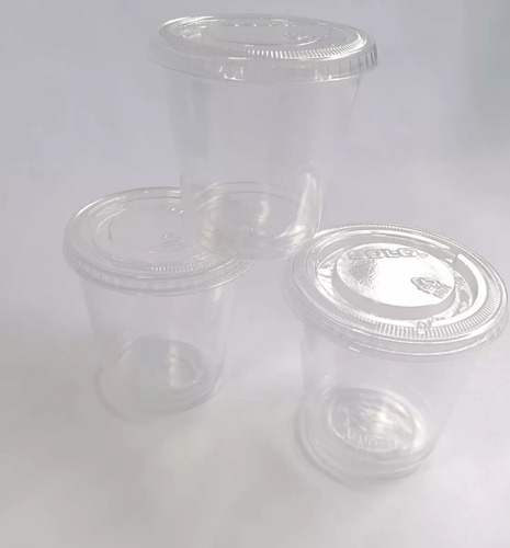 100 Vasos Con Tapa Desechables Tipo Cristal 7 Onzas