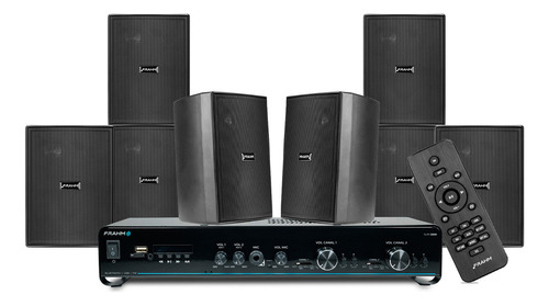 Conjunto Frahm 2500 Optical P/ Som Ambiente Lojas + 8 Caixas Cor Preto/preto Potência De Saída Rms 160 W