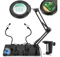 Comprar Estacion De Soldado Con 4 Brazos Lupa 10x Led 4 Pilares