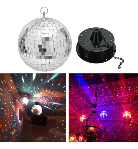Control Sonido 18 Luces Led, Espejo Giratorio Con Pelota