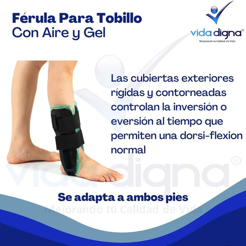 Tobillera Ferula Inmovilizador Para Tobillo Con Aire Y Gel Negro Universal