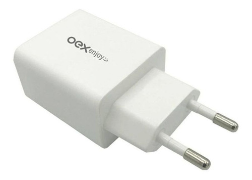 Carregador De Tomada Turbo Entrada Usb 18w Branco Oex Cg202