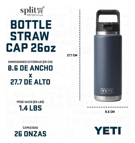 Termo Yeti Rambler 26oz Straw Bottle Tapa Con Popote 769 Ml