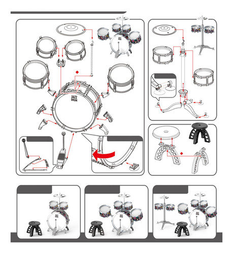 Juego De Batería Para Niños Con 2 Platillos, Instrumento