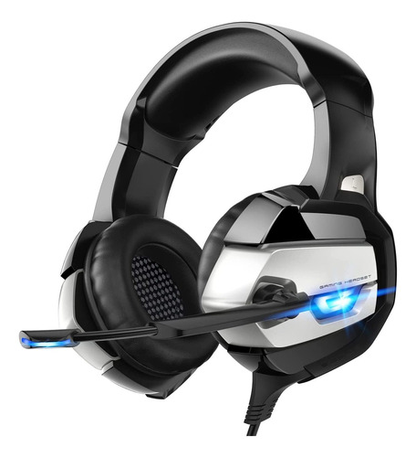 Gris  Gamer Auriculares Headset Con Cable Y Microfono 