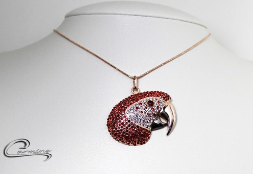 Pingente Arara Vermelha, Ouro 18k Rosê, Joia, Folheado
