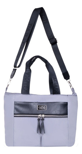 Cartera Mujer Porta Notebook Bolso Agarrate Catalina Q Color Gris