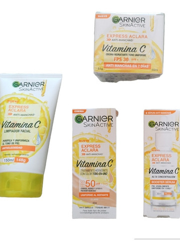 Kit Aclara Express Garnier: Gel, Sérum, Crema Y Todo En 1