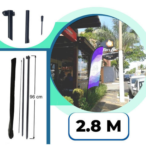 Asta De Bandera 2.8m Aluminio + Fibra De Vidrio