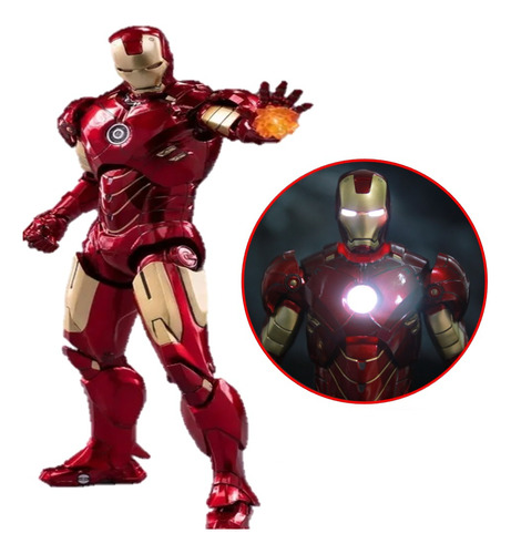 Action Figure Iron Man Mark 4 Homem De Ferro Com Led Zd Toys