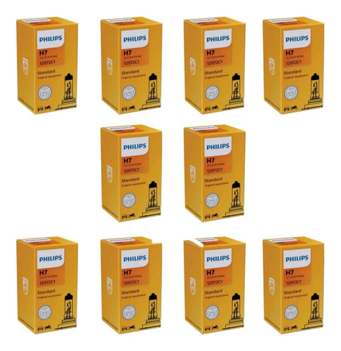 Kit 10 Lâmpadas Farol H7 55watts 12volts Original Philips