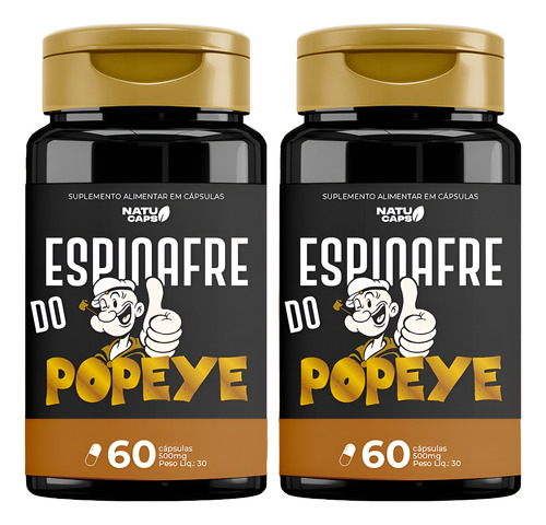 2 Espinafre Do Popeye - Aumenta E Engrossa - 120 Capsulas