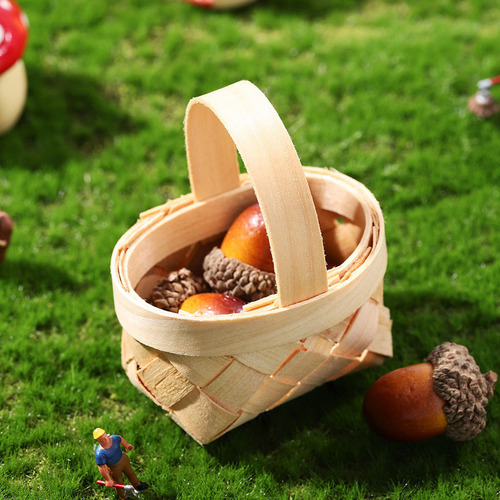 12 Minicestas De Madera Tejidas A Mano Para Pícnic Con Fruta
