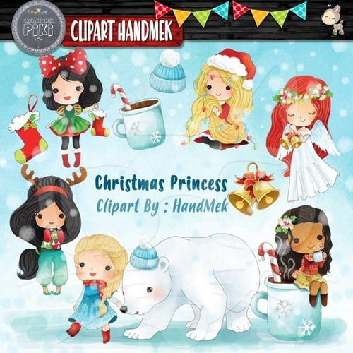 Pack Imagenes Clipart Princesas De Navidad +  A1
