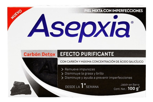 Jabón Asepxia Carbón 100 Gr Genomma