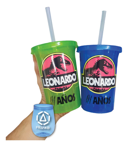 Vasos Decorados Jurassic Park 20pzas Reusable Con Popote