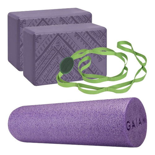 Kit Yoga Gaiam Rodillo Bloques Multigrip Elongación 