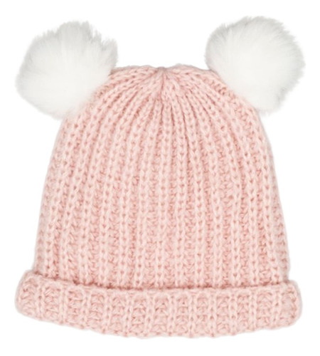 Gorro De Niña Con Pompones Rosado Colloky