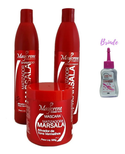 Kit Matizador Marsala Maycrene ( Shamp + Cond + Másc )