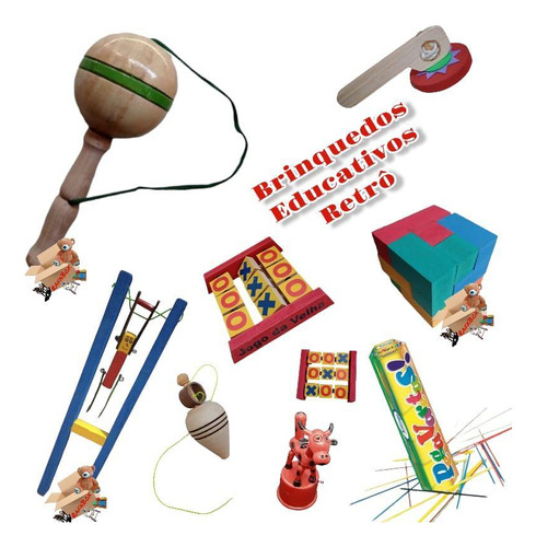 Brinquedo Pedagógico Educativo Em Madeira Série Retrô