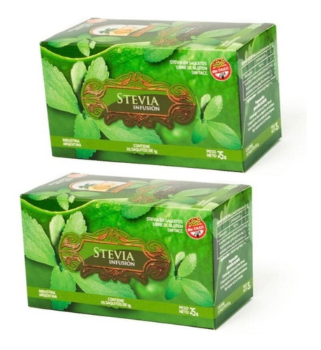 2x Té De Stevia Hierbas Del Oasis 25 Saquitos C/u - Dw